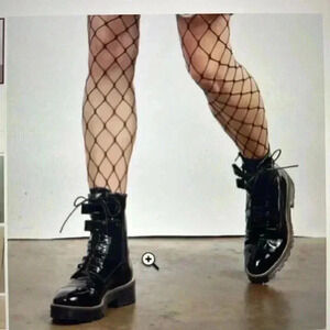 Shellys London Tyra Combat, Moto Boots Patent Leather Black Size 38